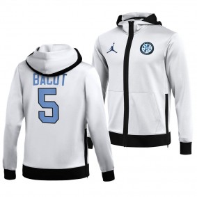 North Carolina Tar Heels Armando Bacot Hoodie 2022 March Madness Final Four White Showtime Full-Zip Jacket